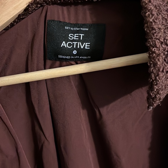 Set active fleece boyfriend jacket in coco brown size medium - Picture 5 of 5